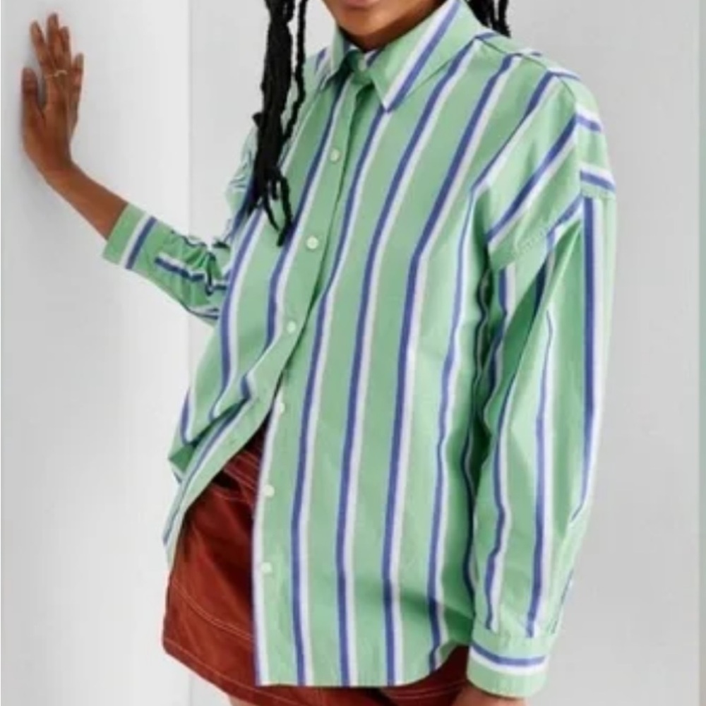 Green and Blue Striped Shirt